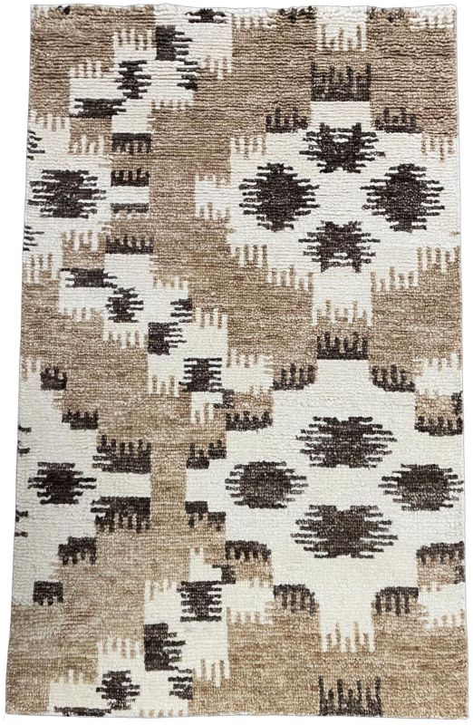 Hand Tufted Brown & Ivory Abstract Geometric Area Rug