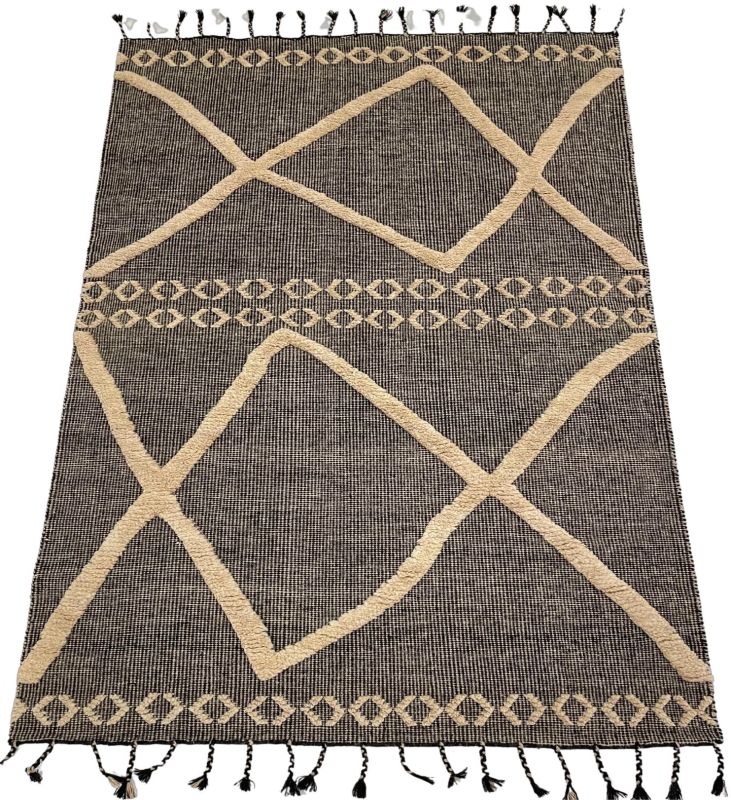 Modern Brown & Beige Geometric Diamond Area Rug