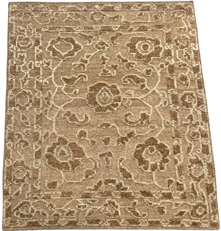 Transitional Beige & Brown Floral Plush Area Rug