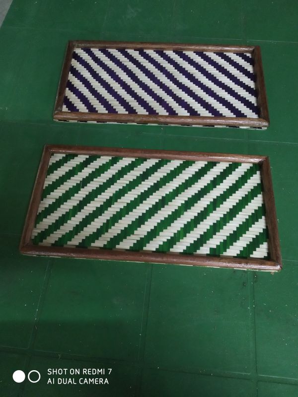 Diagonal Stripe Bamboo Tray Duo