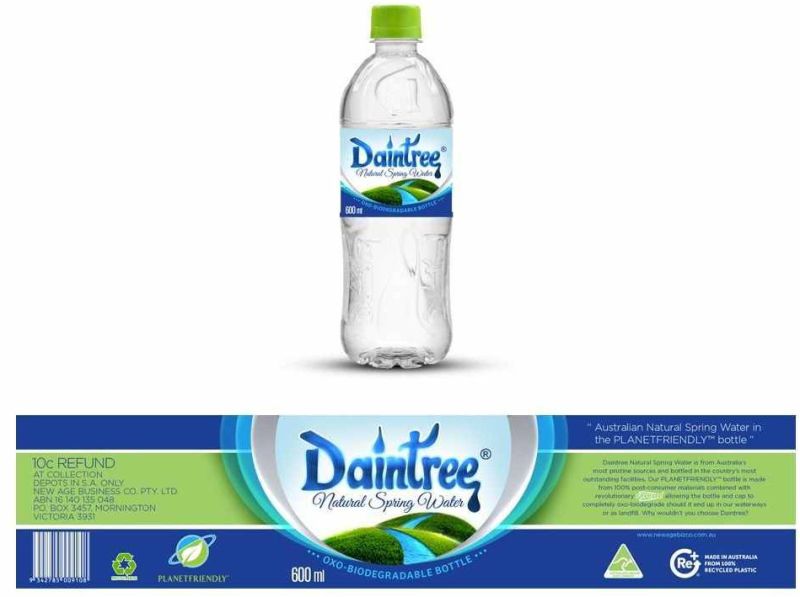 Waterproof Mineral Water Plastic Bottle Label
