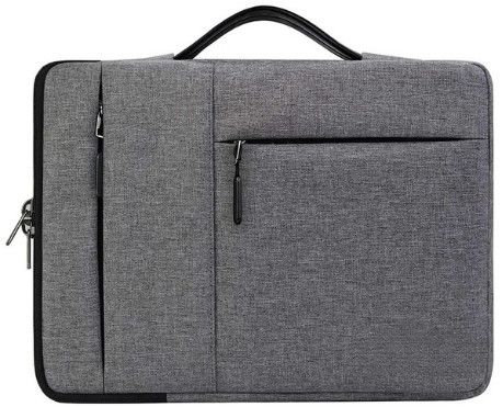 Poleyster Plain Grey Zipper Laptop Sleeve