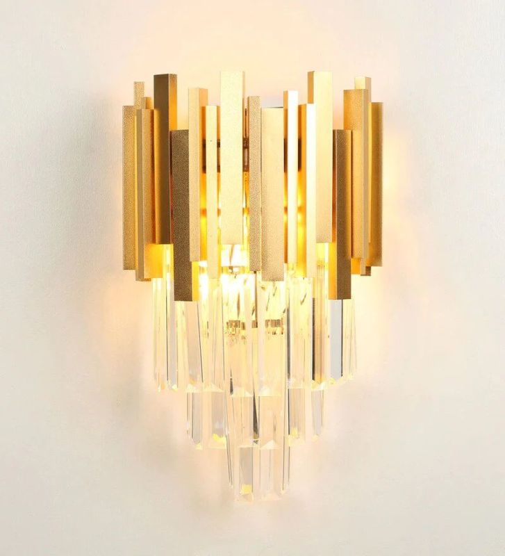 Golden Metal and Crystal LED Wall Light