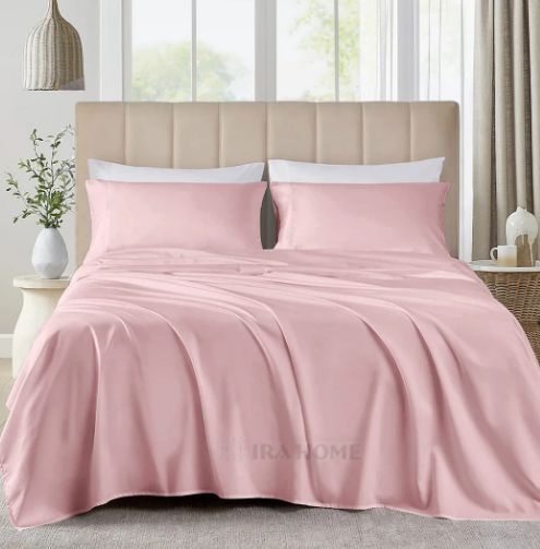 100% Organic Bamboo Rose Pink Three Piece Bed Sheet Set