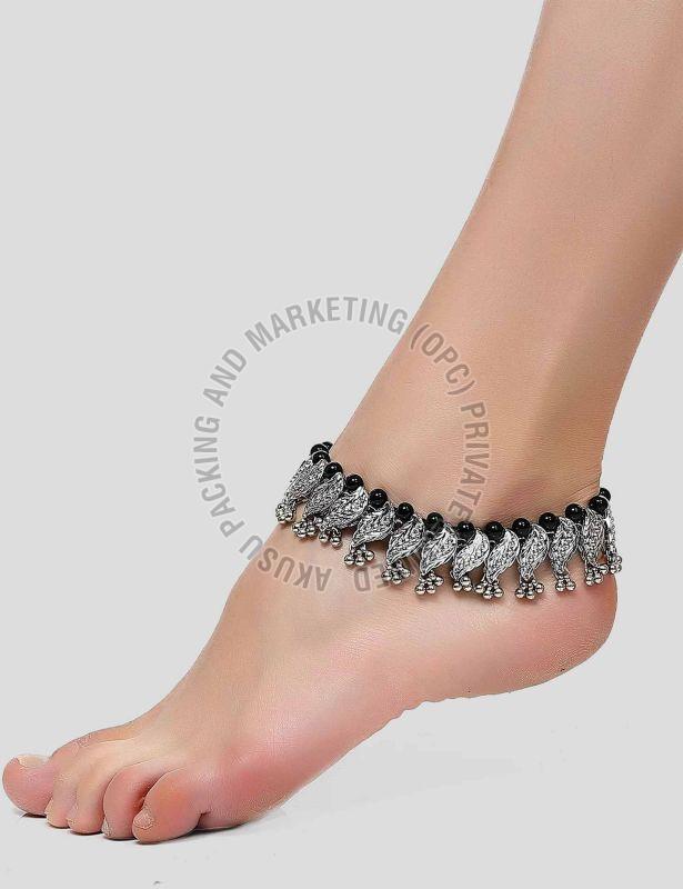 Black Beads Traditional Anklet Pair