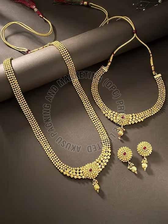 Designer Long Bridal Necklace Earrings Set
