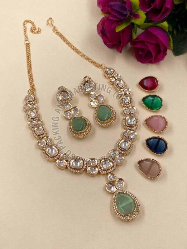 Kundan Polki Stone Necklace Set