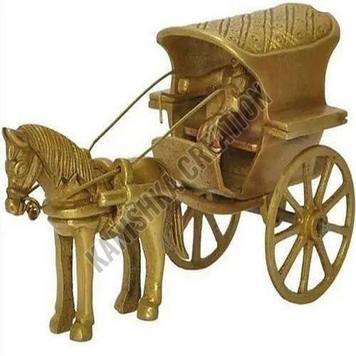 Golden Brass Decorative Horse Cart