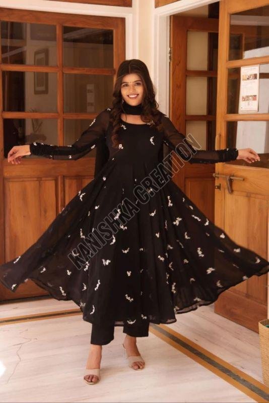 Ladies Black Georgette Anarkali Suit
