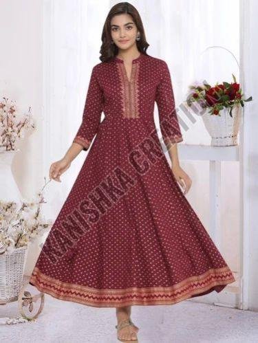 Maroon Fancy Anarkali Kurti