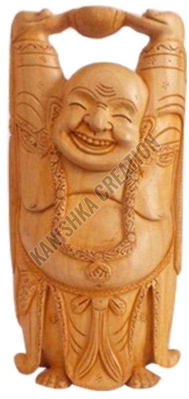 Wooden Laughing Buddha Statue