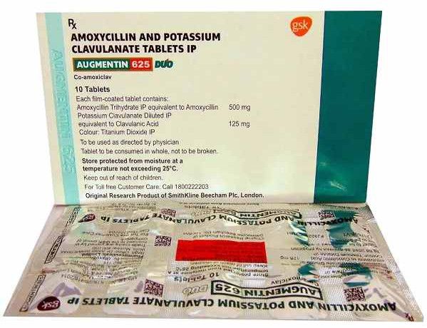 Augmentin 625 Duo Amoxycillin and Potassium Clavulanate Tablet