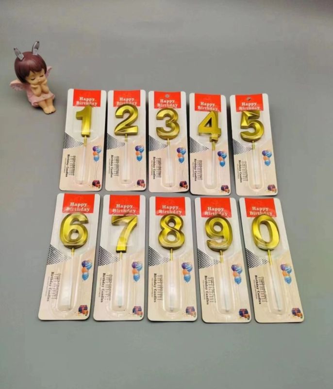 Golden Happy Birthday Numeric Candle