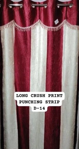 Long Crush Print Punching Strip Readymade Curtains