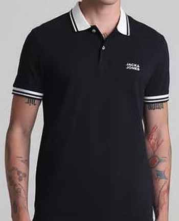 Black Cotton Matty Polo T Shirt