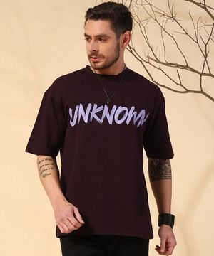 Black Printed Poly Cotton Terry Oversizesd T Shirt