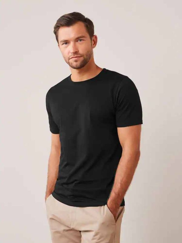 Men Round Neck Cotton Lycra T Shirt