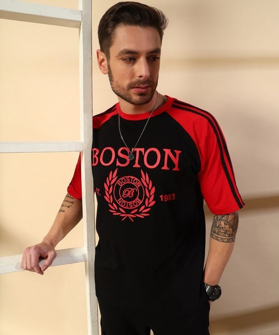 poly cotton screen printed oversize t shirt