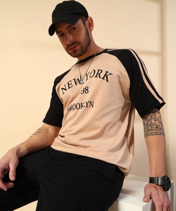 Poly Cotton Screen Ragline Printed Oversize T Shirts