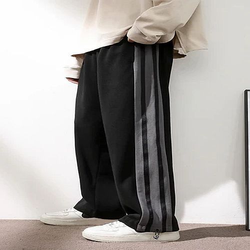 Mens Black Loose Fit Cotton Joggers