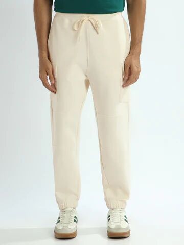 Mens Off White Oversized Cotton Joggers