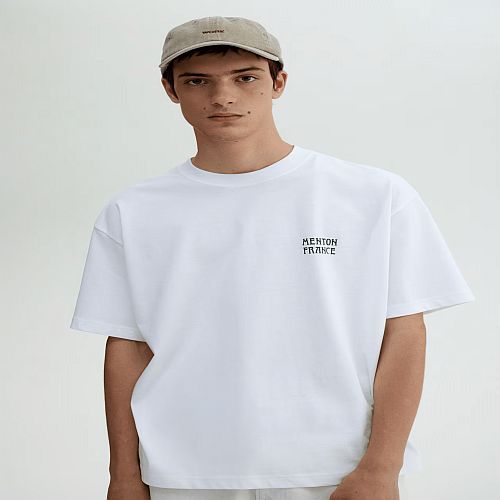Menton France Printed Mens White Oversized T-Shirt