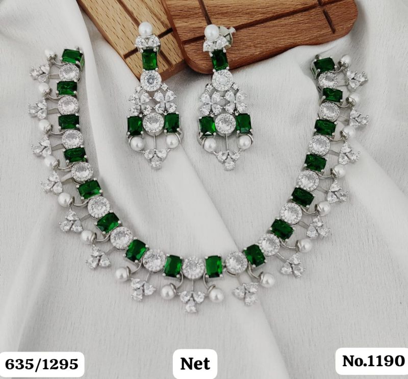 AD Stone Necklace Set with Earrings