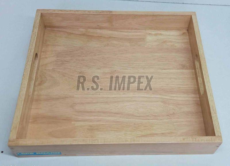 Square Glossy Natural Wooden Tray