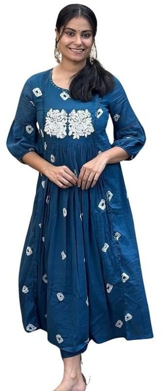Women\'s Cotton Hand Block Printed Anarkali Kurti