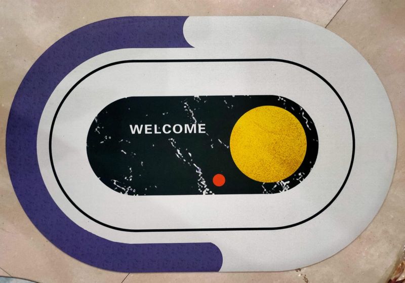 Oval Abstract Velvet Grip Welcome Mat