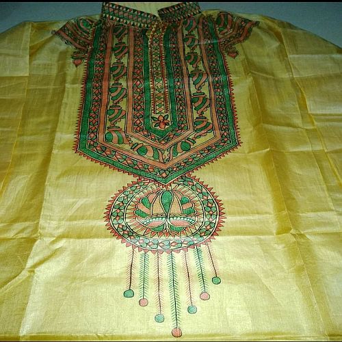 Customized Ladies Suit Handmade Madhubani Painting