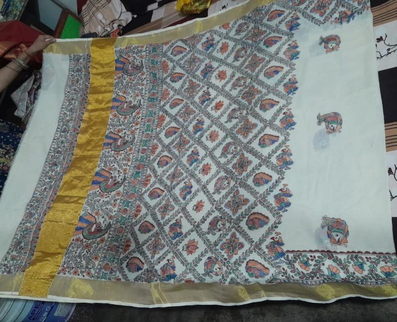 Customized Saree Borders Madhubani Painting