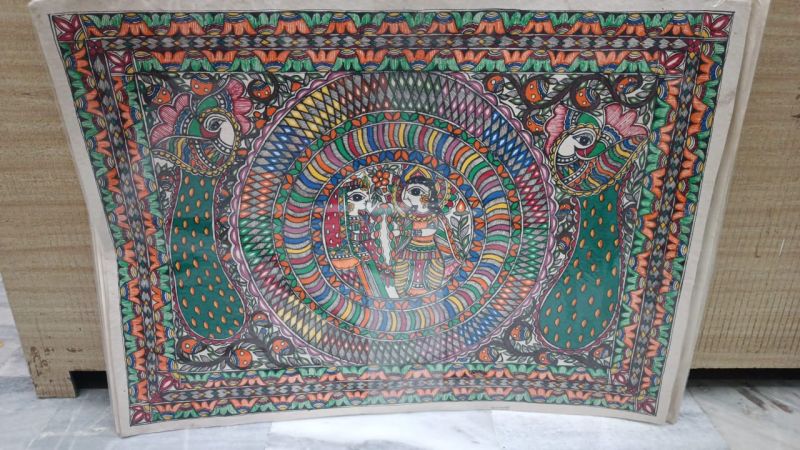 Multicolor Canvas Madhubani Painting