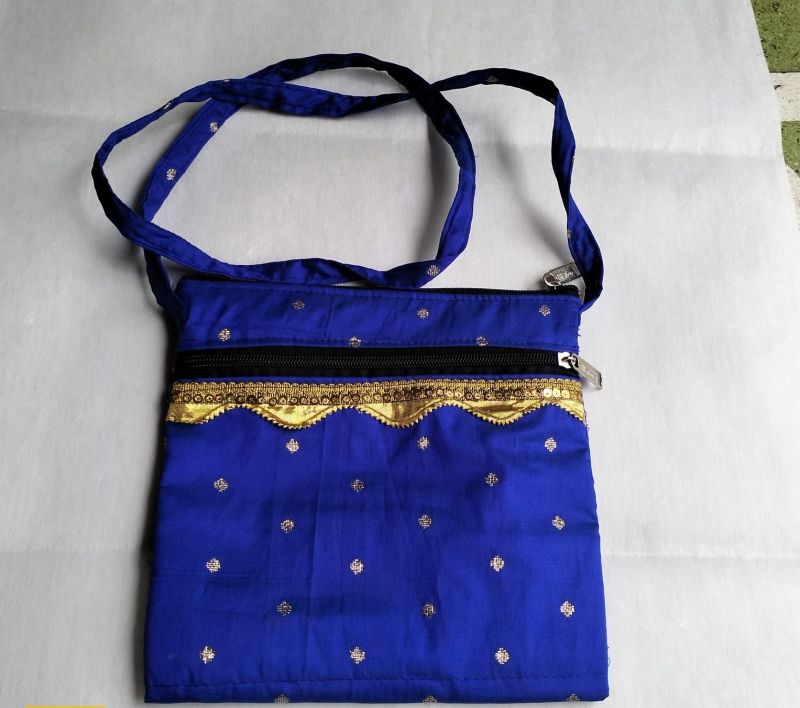 Navy Blue Cotton Hand Bag