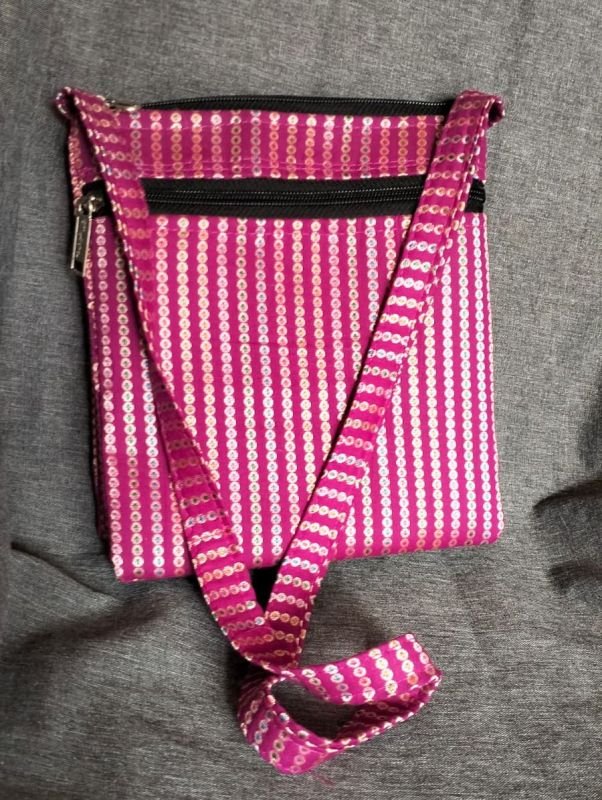Pink Embroidered Side Bag