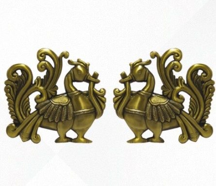 Brass Royal Feathered Peacock Pair