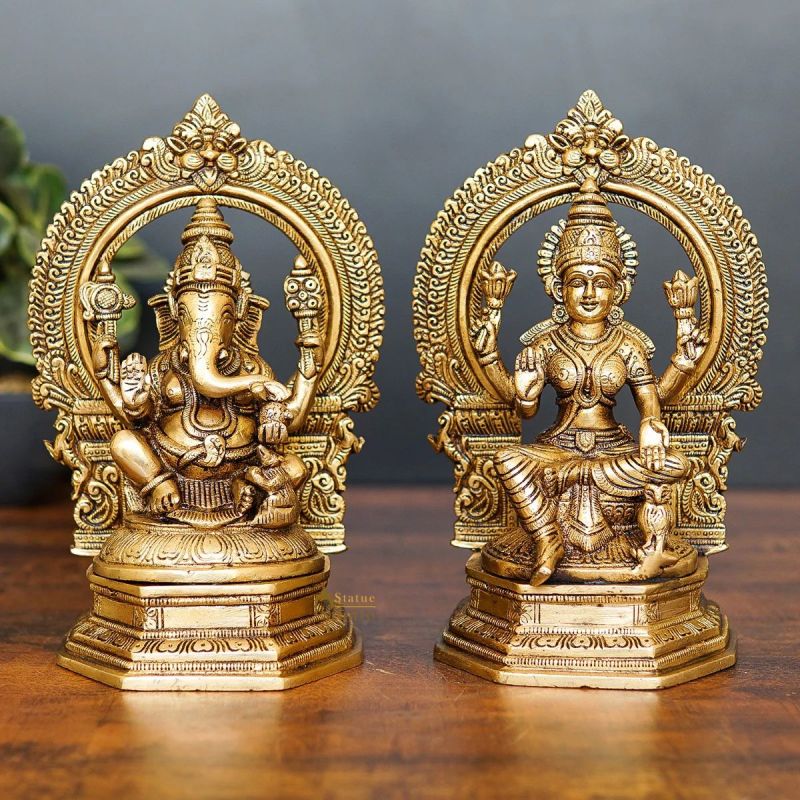 Antique Brass Laxmi Ganesh Statue