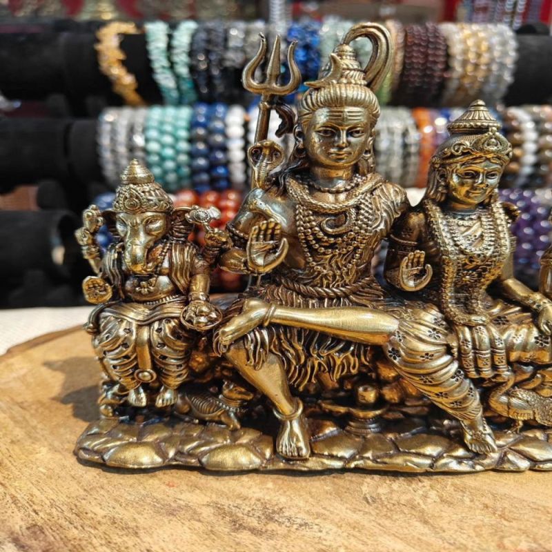 Brass Lord Shiv Parvati Ganesh Statue