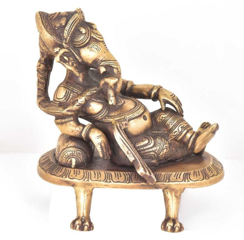 Carved Brass Ganesha Idol Statue