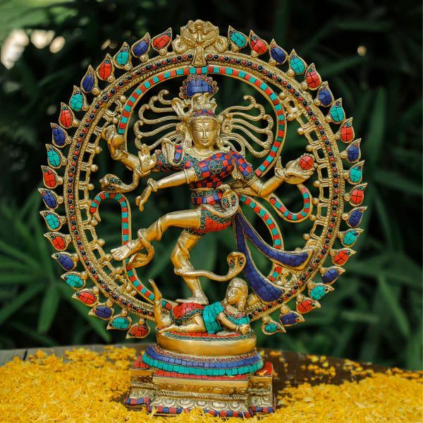 Colorful Brass Nataraja Shiva Idol