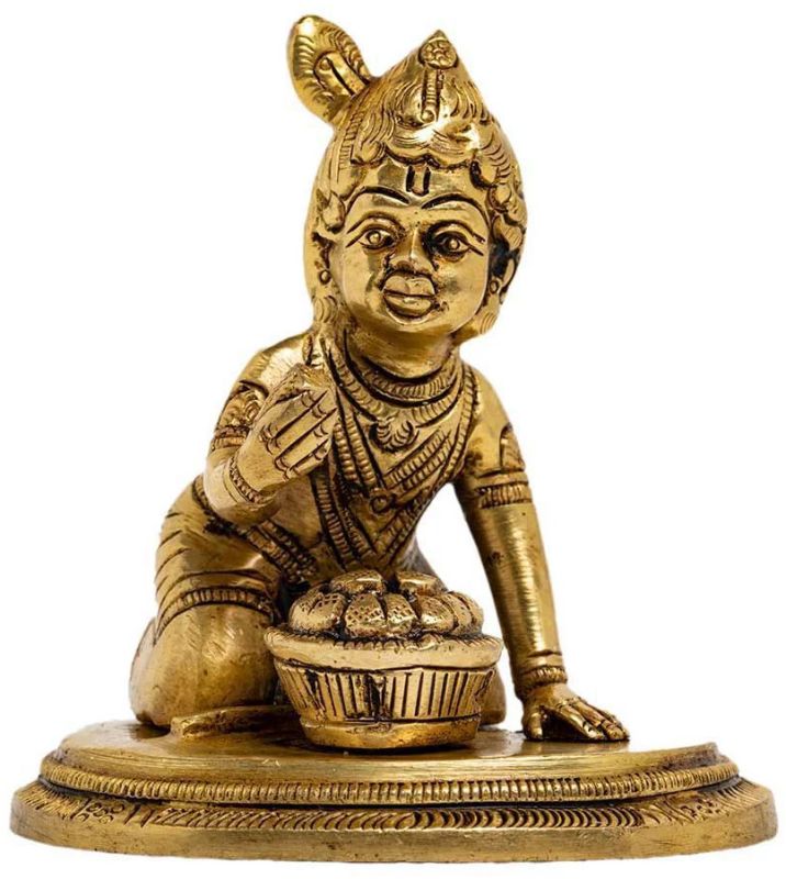 Golden Brass Bal Krishna Statue