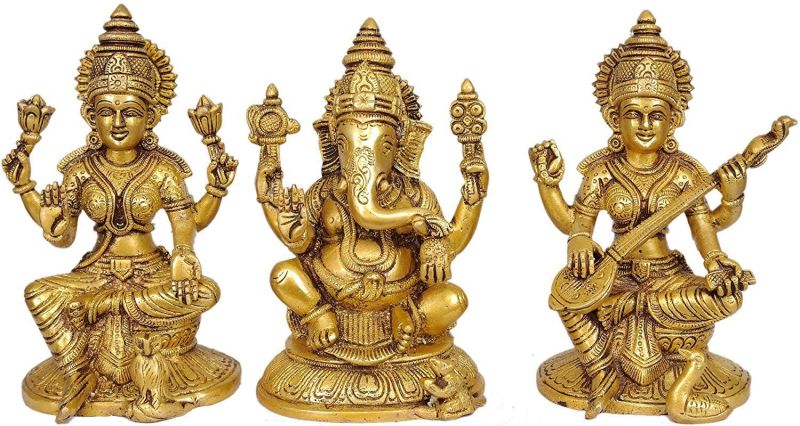 Heavy Brass Laxmi Ganesh Idol Decorative