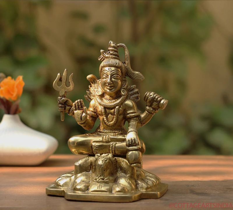Polished Brass Small Lord Shiva Idol
