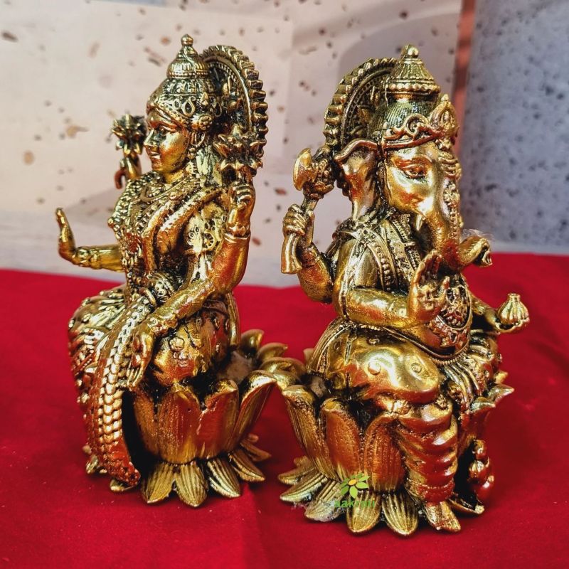 Spiritual Brass Laxmi Ganesh Statue