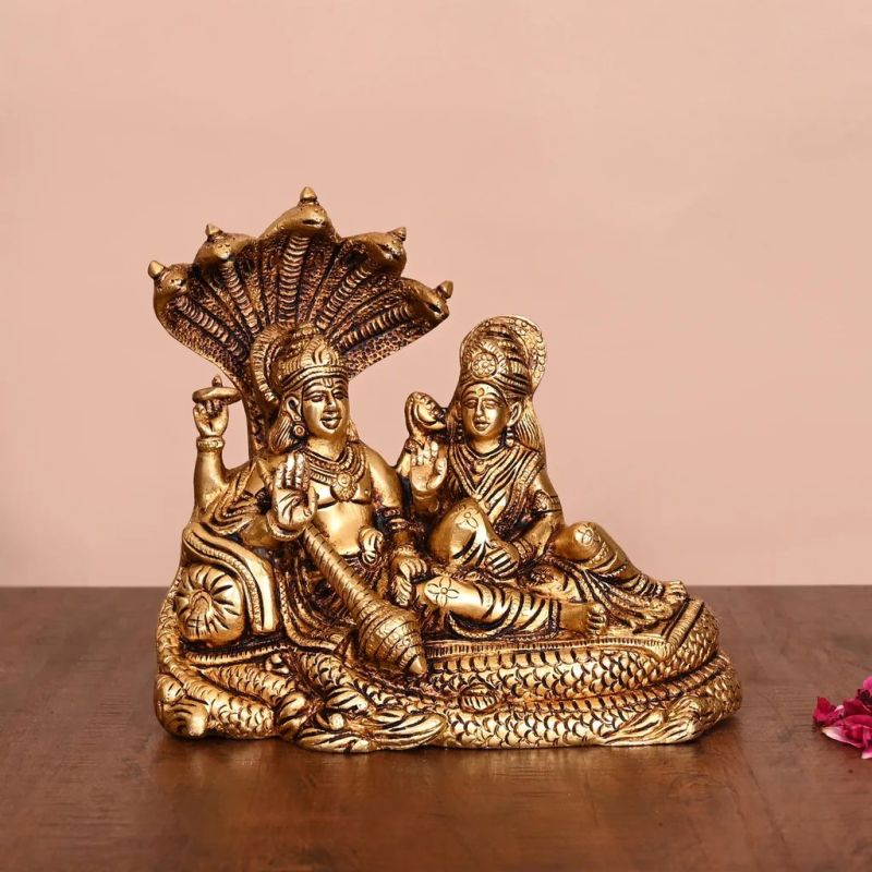 Temple Brass Lakshmi Narayan Statue