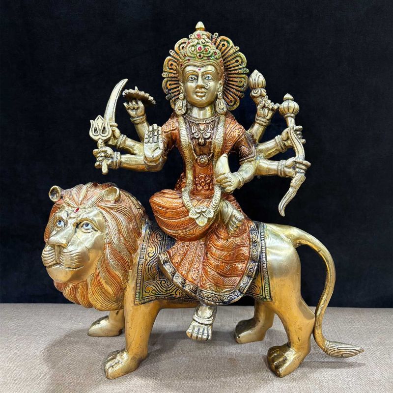Traditional Brass Sherawali Mata Idol