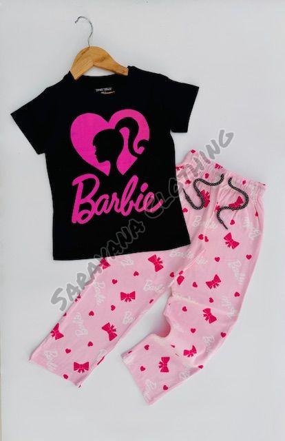 Girls Black & Pink Barbie Pajama Set