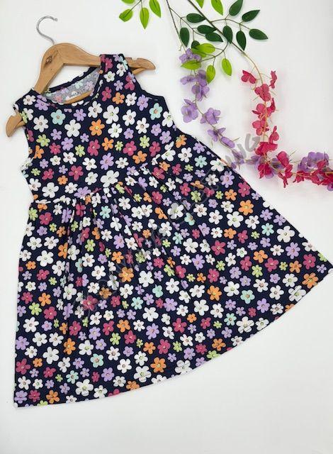 Girls Navy Ditsy Floral Frock