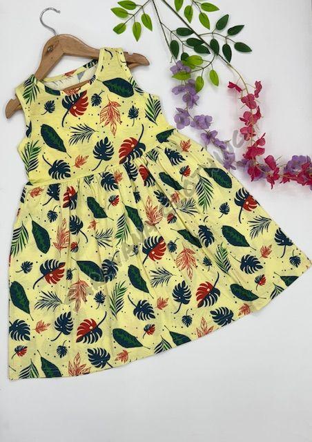 Girls Printed Tropical Leaf Frock
