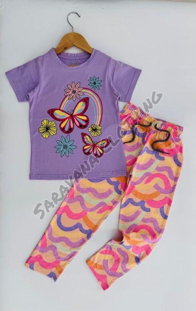 Girls Purple Butterfly & Rainbow Pajama Set
